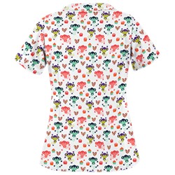 UA Sweet Monkey White Print Scrub Top