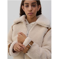 Jacke in Lammfell-Optik