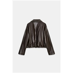 LEATHER EFFECT BOMBER JACKET