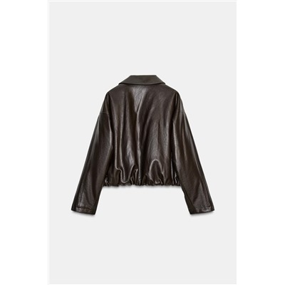 LEATHER EFFECT BOMBER JACKET