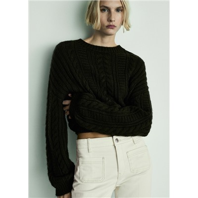 Jeans flare crop bolsillos