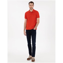 Kırmızı Slim Fit %100 Pamuk Polo Yaka Basic Tişört