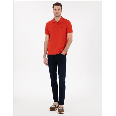 Kırmızı Slim Fit %100 Pamuk Polo Yaka Basic Tişört