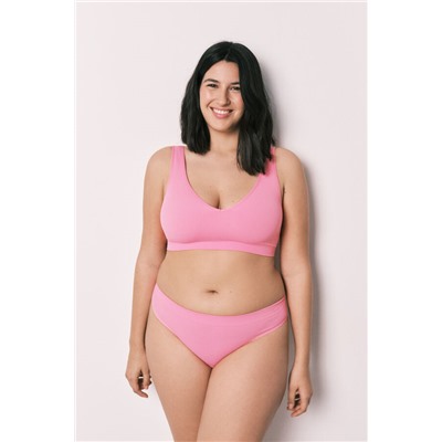 Tanga ancha canalé sin costuras coral