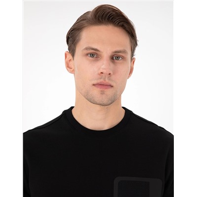 Siyah Regular Fit Bisiklet Yaka Sweatshirt