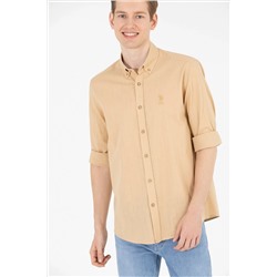 Erkek Camel Uzun Kollu Gömlek