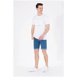 Erkek Beyaz Bisiklet Yaka Tişört