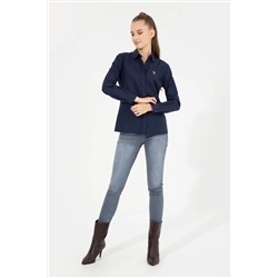 Kadın Lacivert Uzun Kollu Basic Gömlek