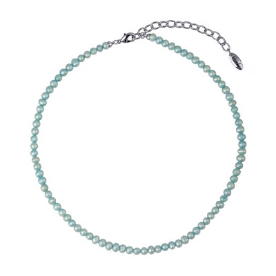 Колье (жемчуг голубой 5мм; покрытие родий) 38-45см
