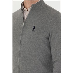 Erkek Gri Melanj Basic Triko Hırka