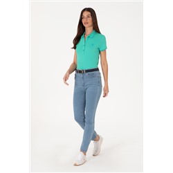 Kadın Mint Basic Polo Yaka Tişört