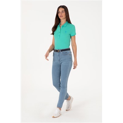 Kadın Mint Basic Polo Yaka Tişört