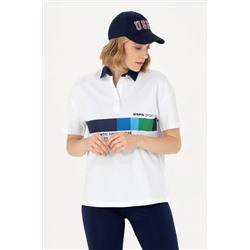 Kadın Beyaz Polo Yaka Tişört