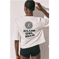Camiseta felpa blanca estampado "Club del Mar"