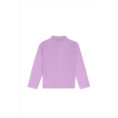 Kız Çocuk Lila Polo Yaka Basic Sweatshirt