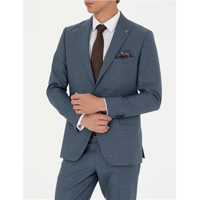 %100 Yün Koyu Mavi Ekstra Slim Fit Takım Elbise