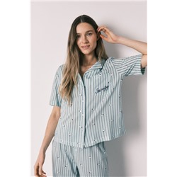 Pijama camisero Snoopy algodón verde