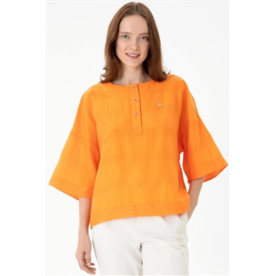 Kadın Turuncu Kısa Kollu Gömlek