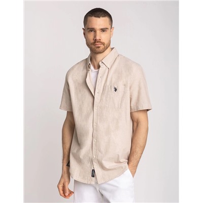 SHORT SLEEVE SOFT LINEN BLEND SHIRT