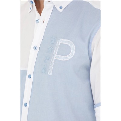 Erkek Mavi Uzun Kollu Gömlek