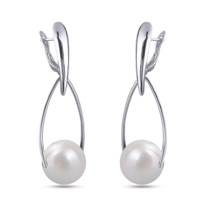 Серьги (Майорка 16мм белая; покрытие родий), Есть комплект