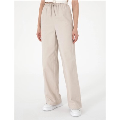 Bej Yüksek Bel Loose Fit Pantolon