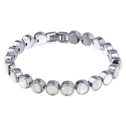 Браслет Амфитрита (перламутр 6мм; покрытие родий) 18-20см, Есть комплект