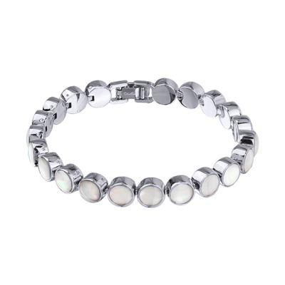 Браслет Амфитрита (перламутр 6мм; покрытие родий) 18-20см, Есть комплект