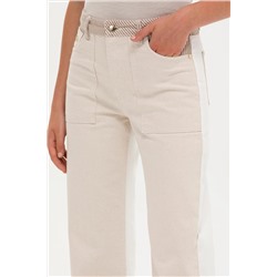 Kadın Krem Jean Pantolon