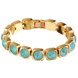 Браслет Теннис (кристаллы SW мятные 8мм; покрытие золото) 17-19см, Есть комплект