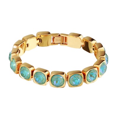 Браслет Теннис (кристаллы SW мятные 8мм; покрытие золото) 17-19см, Есть комплект