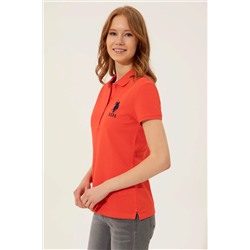 Kadın Kırmızı Basic Polo Yaka Tişört