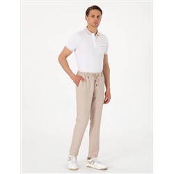 Açık Kahverengi Slim Fit Keten Karışımlı Pantolon