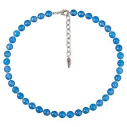 Колье Селена (агат 8мм васильковый; покрытие родий) 40-45см, Есть комплект