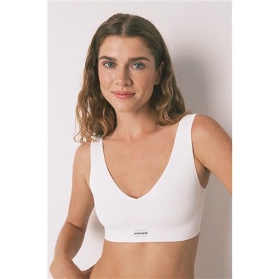 Top sin costuras LOVELY canalé blanco