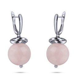 Серьги Терра (морганит розовый 12мм, покрытие родий), Есть комплект