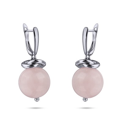 Серьги Терра (морганит розовый 12мм, покрытие родий), Есть комплект