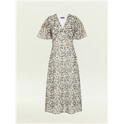 Платье миди из шифона с цветочным принтом, PL1722/contrast