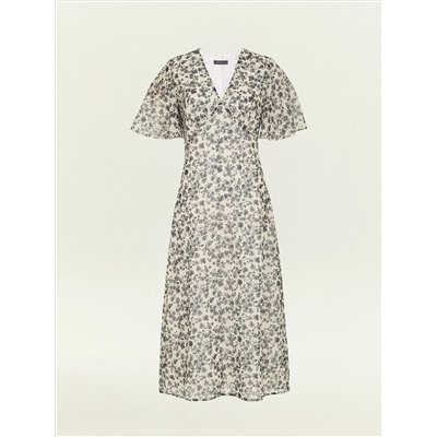 Платье миди из шифона с цветочным принтом, PL1722/contrast