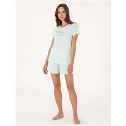 Mint Kısakollu Şort Pijama Takımı