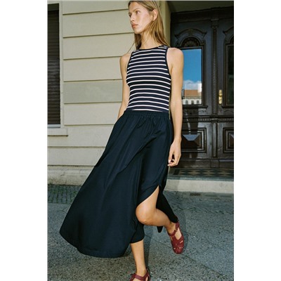 VESTIDO MIDI COMBINADO POPELÍN