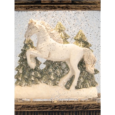 Снежный фонарь, 17 см, с подсветкой, пластик, бронзовый, Елка в доме, New year