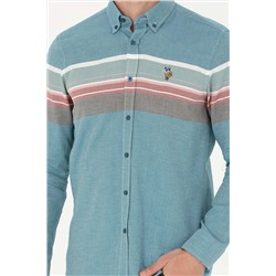 Erkek Petrol Uzun Kollu Gömlek