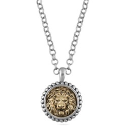 Кулон огненный лев (диаметр 3см; античное серебро, античное золото) 55-60см, Есть комплект