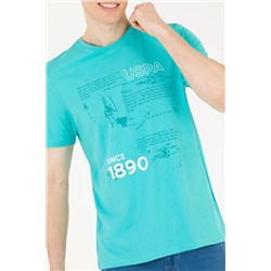 Erkek Mint Bisiklet Yaka Tişört