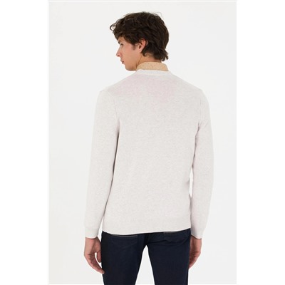 Erkek Taş Melanj Basic Triko Hırka