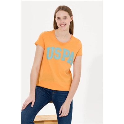 Kadın Turuncu Bisiklet Yaka Tişört