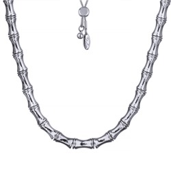 Колье Бамбук (покрытие родий) 70см, Есть комплект