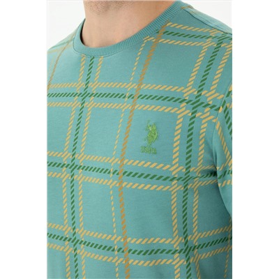 Erkek Mint Bisiklet Yaka Sweatshirt