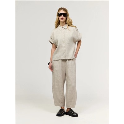 Бежевые брюки "Алладины" изо льна